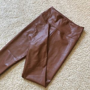Brown faux leather leggings